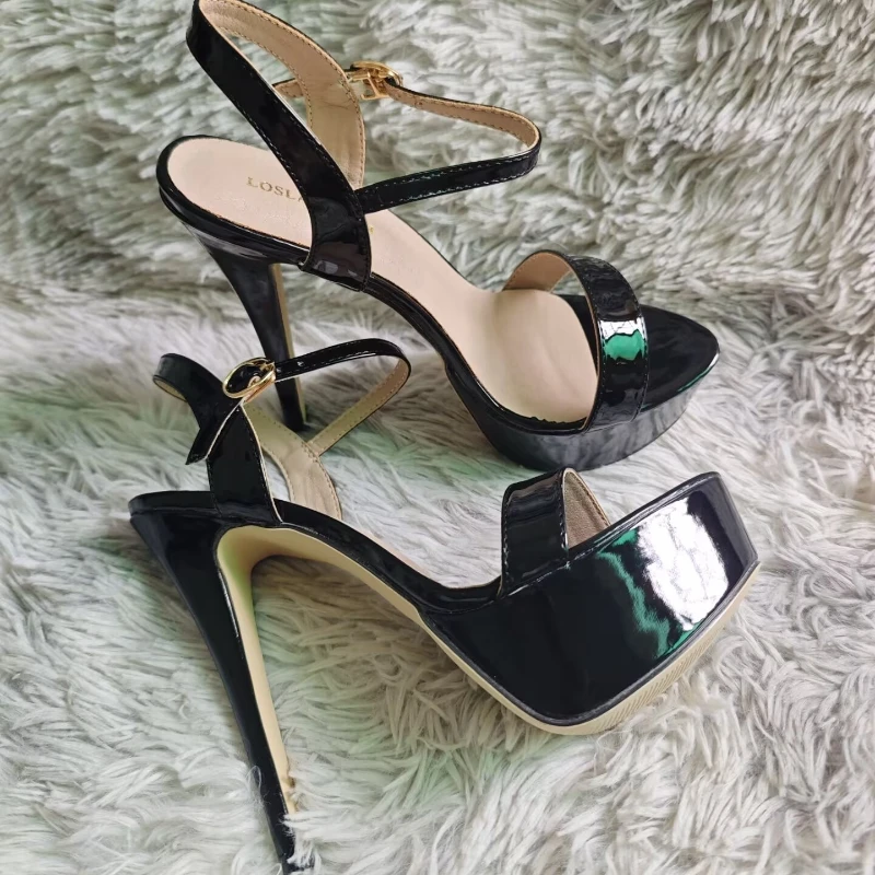 Damen Peep-Toe Sandalen Sexy Pumps Luxus Club 14cm Elegante Abschlussball High Heels Nachtclub Plateau Party Hochzeit Jazz Tanzschuhe