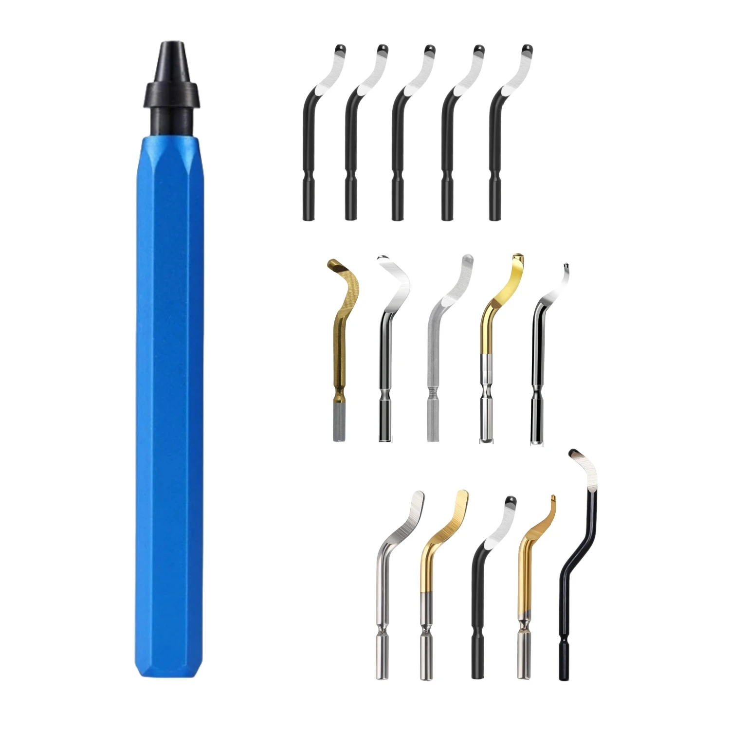 Entgratwerkzeug-Set mit 15 Klingen RB1000 Griff-Entgratwerkzeug zur Kantenentgratung für Metall, Harz, PVC-Rohre, Kupfer, Kunststoff, 3D-Druck Image