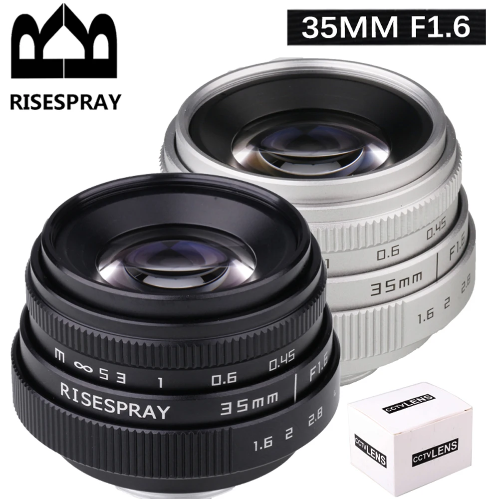 35 mm F1.6 manueller Fokus MF Prime Kameraobjektiv für Canon EOSM Nikon N1 Fuji FX Sony NEX Olympus Micro 4/3 C-M4/3 spiegellose Kamera Image