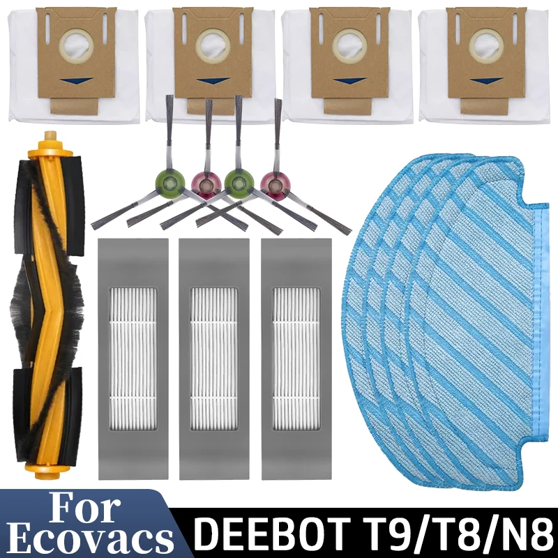 Für Ecovacs DEEBOT T9 T9 AIVI OZMO T8 AIVI T8 Max T8 Serie N8 Pro Plus N8 Pro Haupt- und Seitenbürste, Filter, Wischmopp, Staubbeutel Ersatzteile Image