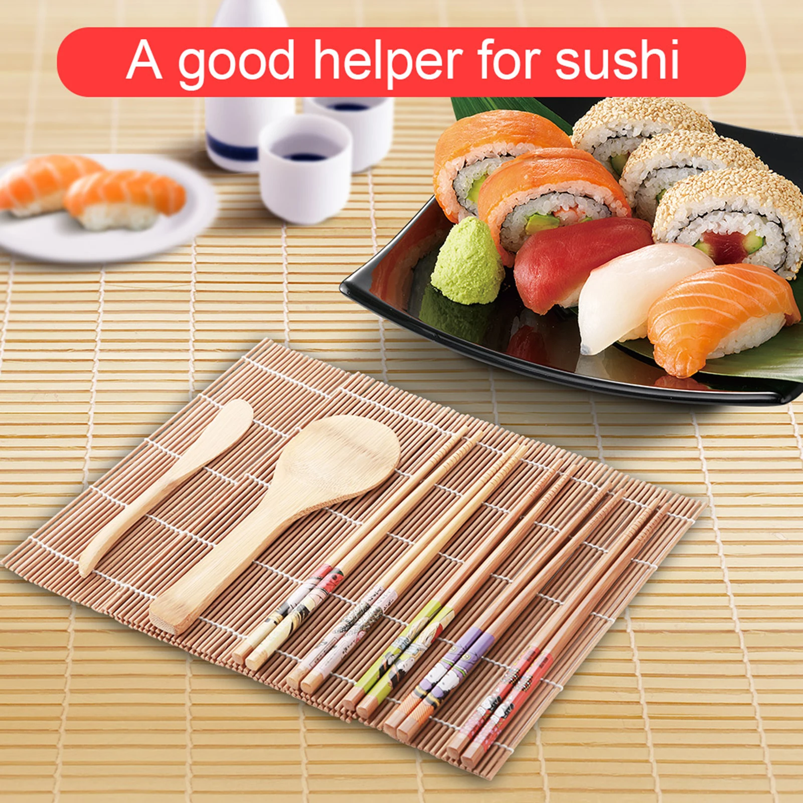 /set Bambus Sushi Making Kit Familie Party Hausgemachte Sushi Gadget Für Lebensmittel Liebhaber Sushi Kit Sushi Matte Sushi Making Kit Image