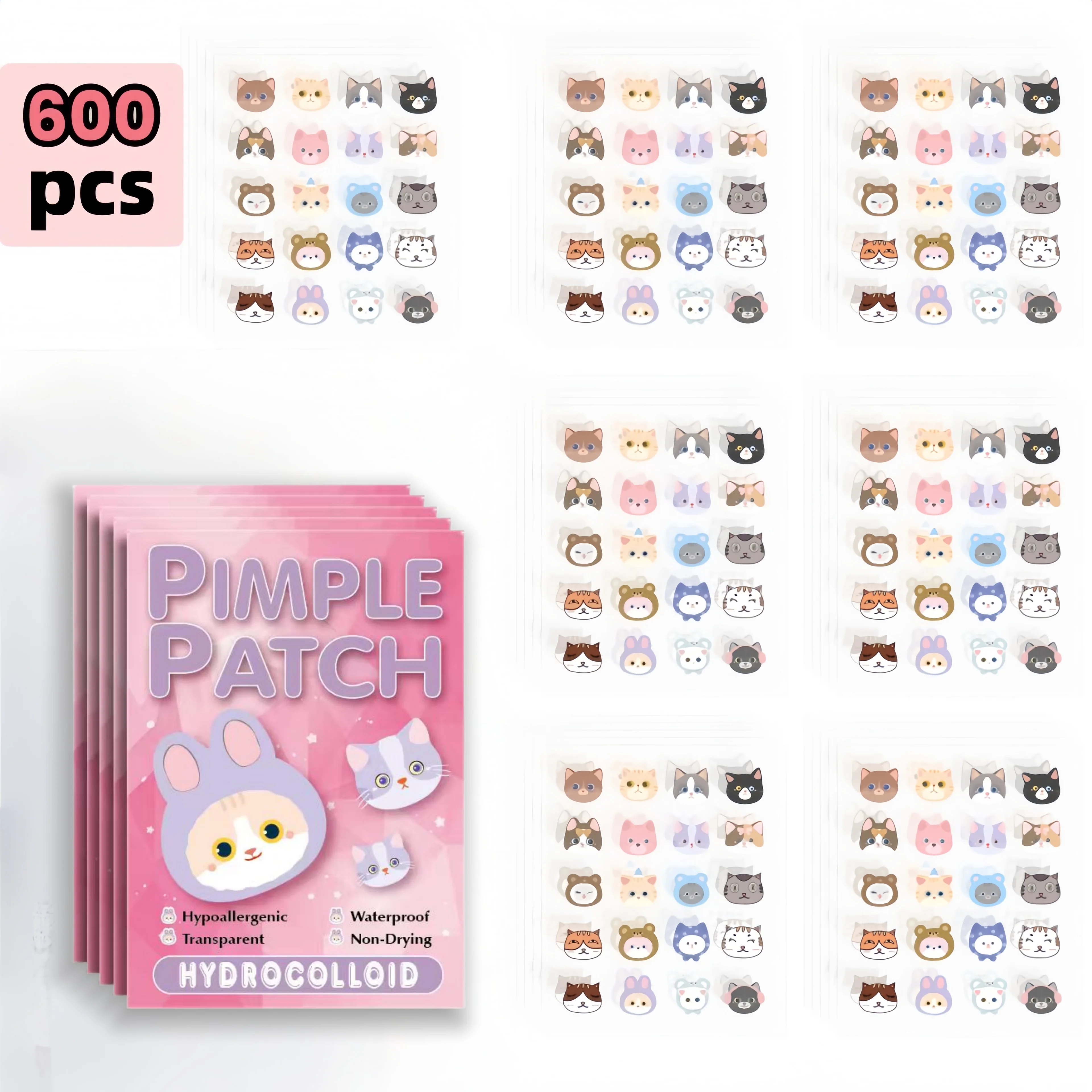 Salicylsäure-Akne-Pflaster – unsichtbare und niedliche katzenförmige Aufkleber zur Bekämpfung von Pickeln und zur Beruhigung der Haut Image
