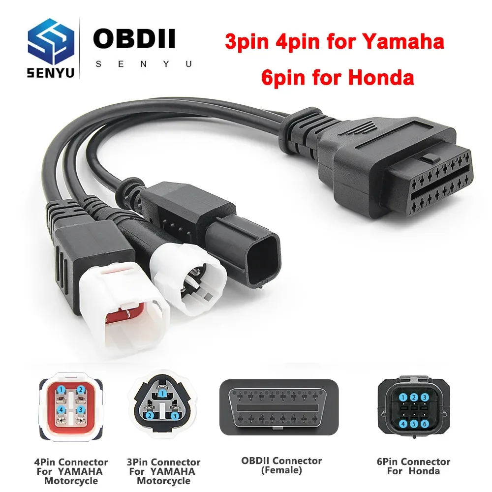 Männlich zu Weiblich 3pin 4pin für Yamaha 6pin für Honda zu 16pin OBD 2 Verlängerung Kabel Motorrad Diagnose Werkzeug moto OBD2 Stecker Image
