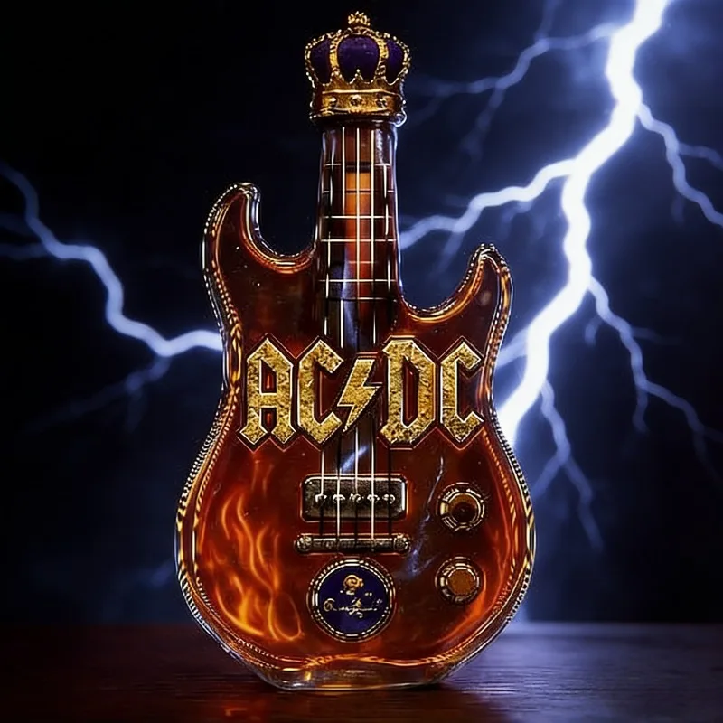 AC/DC-Inspirierte E-Gitarren-förmige Whisky-Karaffe, Kronenförmige Kreative Glasflasche für Rockfans Image
