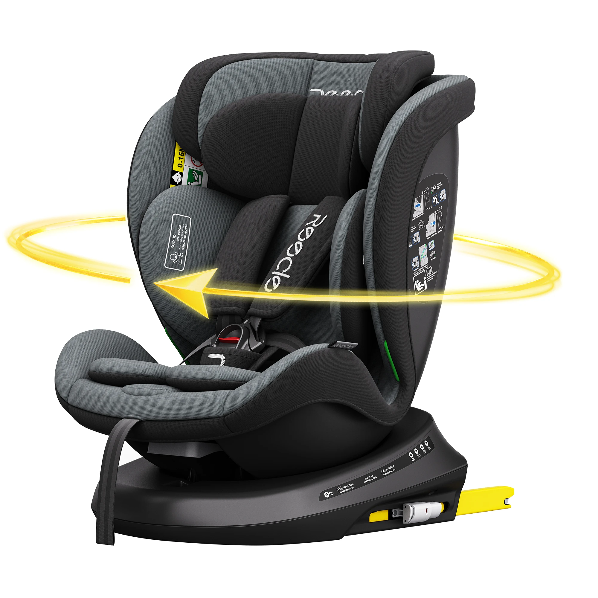 Reecle 360 Drehbar i-Size Kindersitz mit ISOFIX 40-150 cm (0-36 kg) Reboarder, ab Geburt -12 Jahre, ECE R129