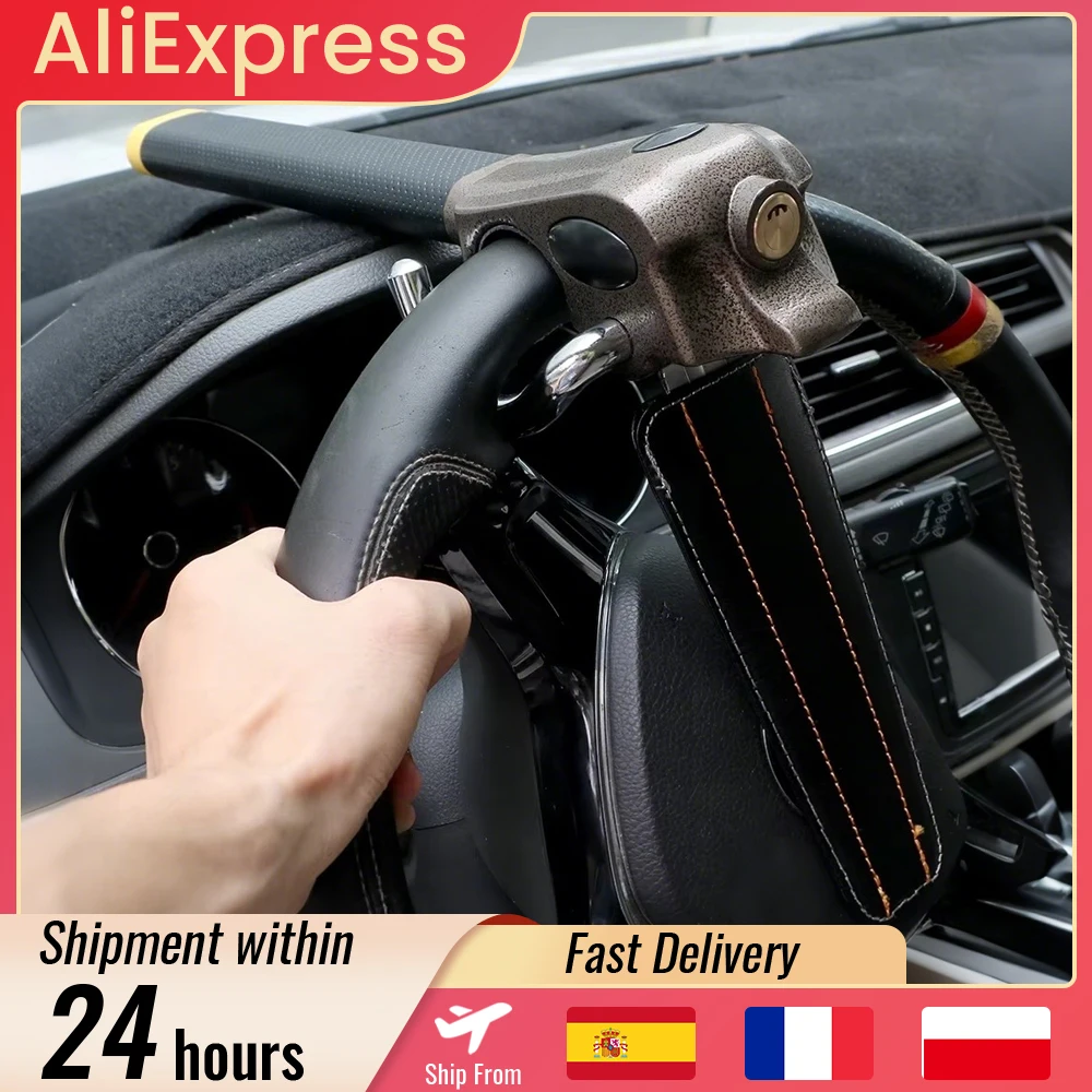 Verrou de volant de voiture, protection antivol, serrures intérieures, dispositif de sécurité, serrures de voiture, accessoires automobiles pliables, universels