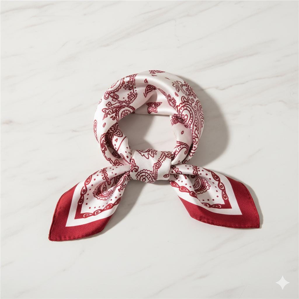 Sciarpa quadrata di seta di lusso da 70 cm, sciarpa per capelli in raso rosso con motivo paisley, cravatta al collo