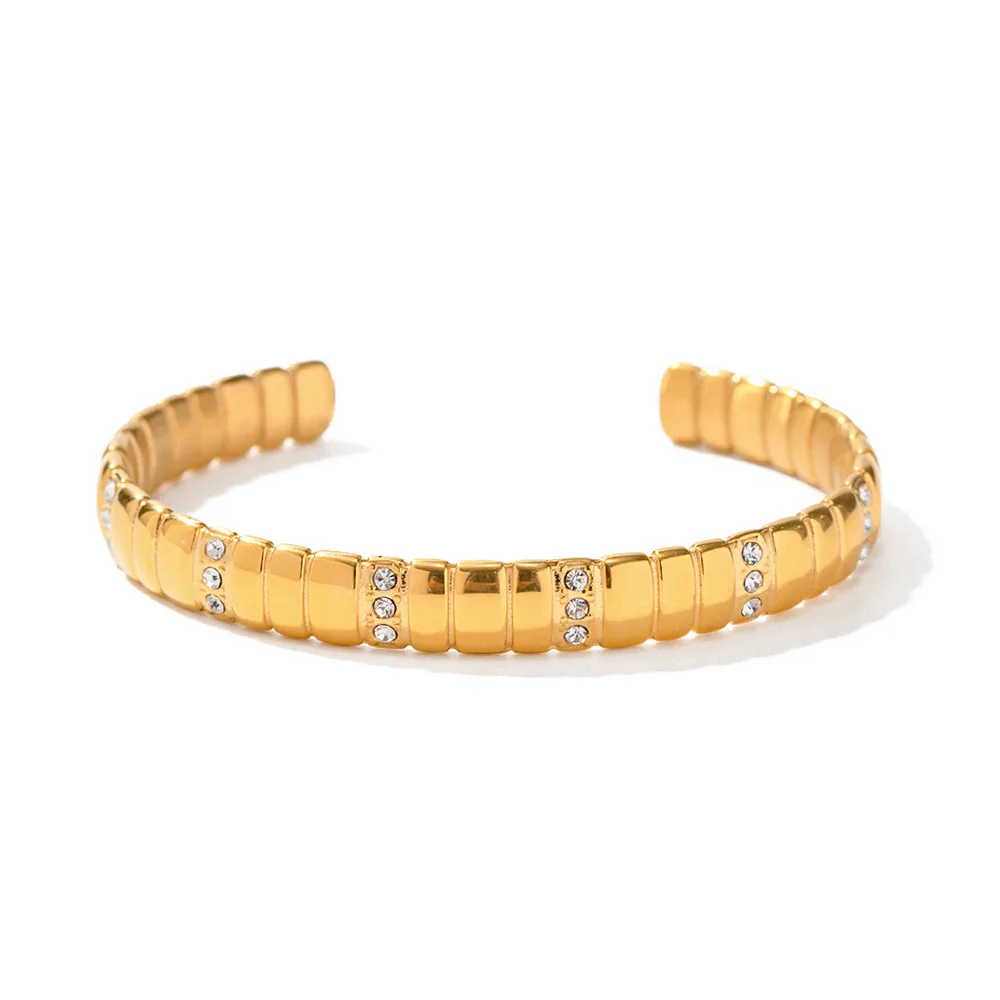 Nouveau design tendance Bracelet manchette réglable ouvert en plaqué or 18 carats Bracelet en acier inoxydable sans ternissement Bijoux de mode Bracelets et bracelets