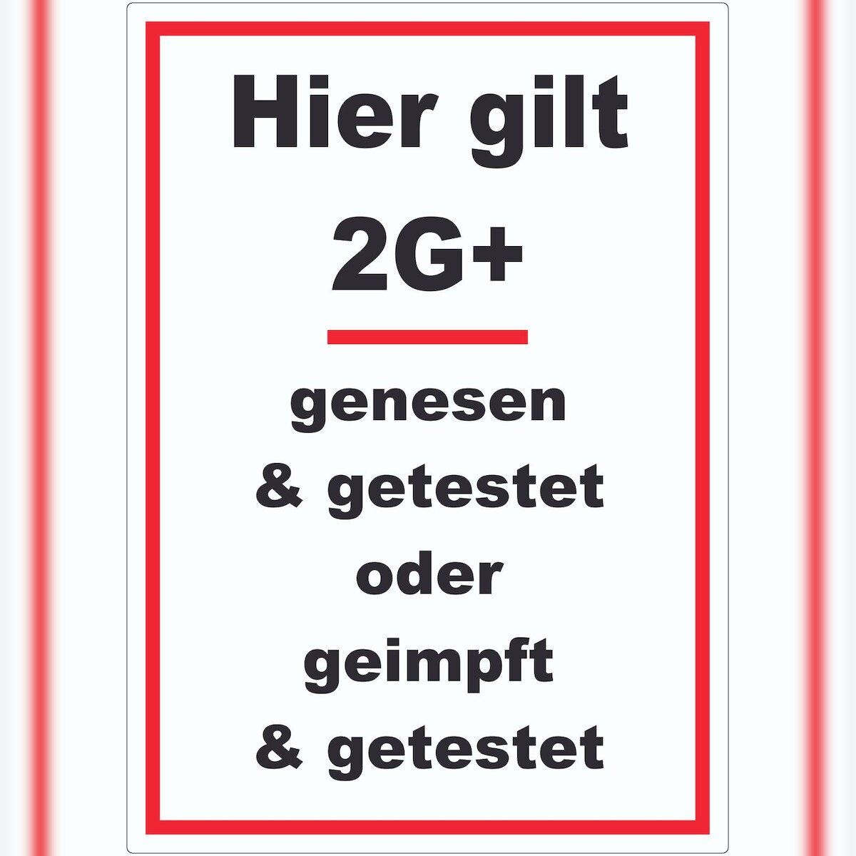 HB-Druck Hier gilt 2G Plus Hinweis Aufkleber mit Text A8 (52x74mm) Image