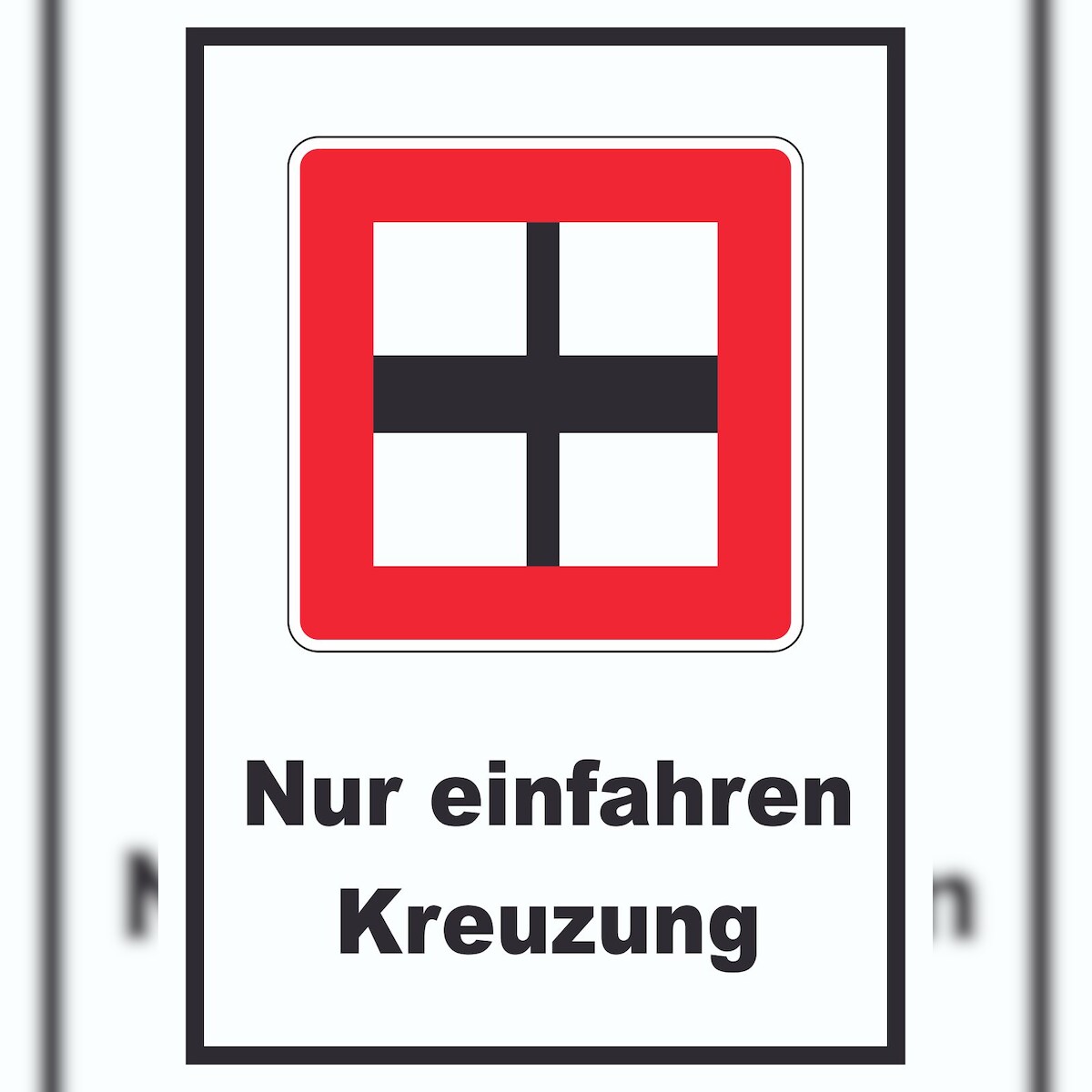 HB-Druck Nur einfahren in die Haupt­wasser­straße Kreuzung wenn niemand behindert wird Schild mit Symbol und Text A1 Rückseite selbstklebend Image