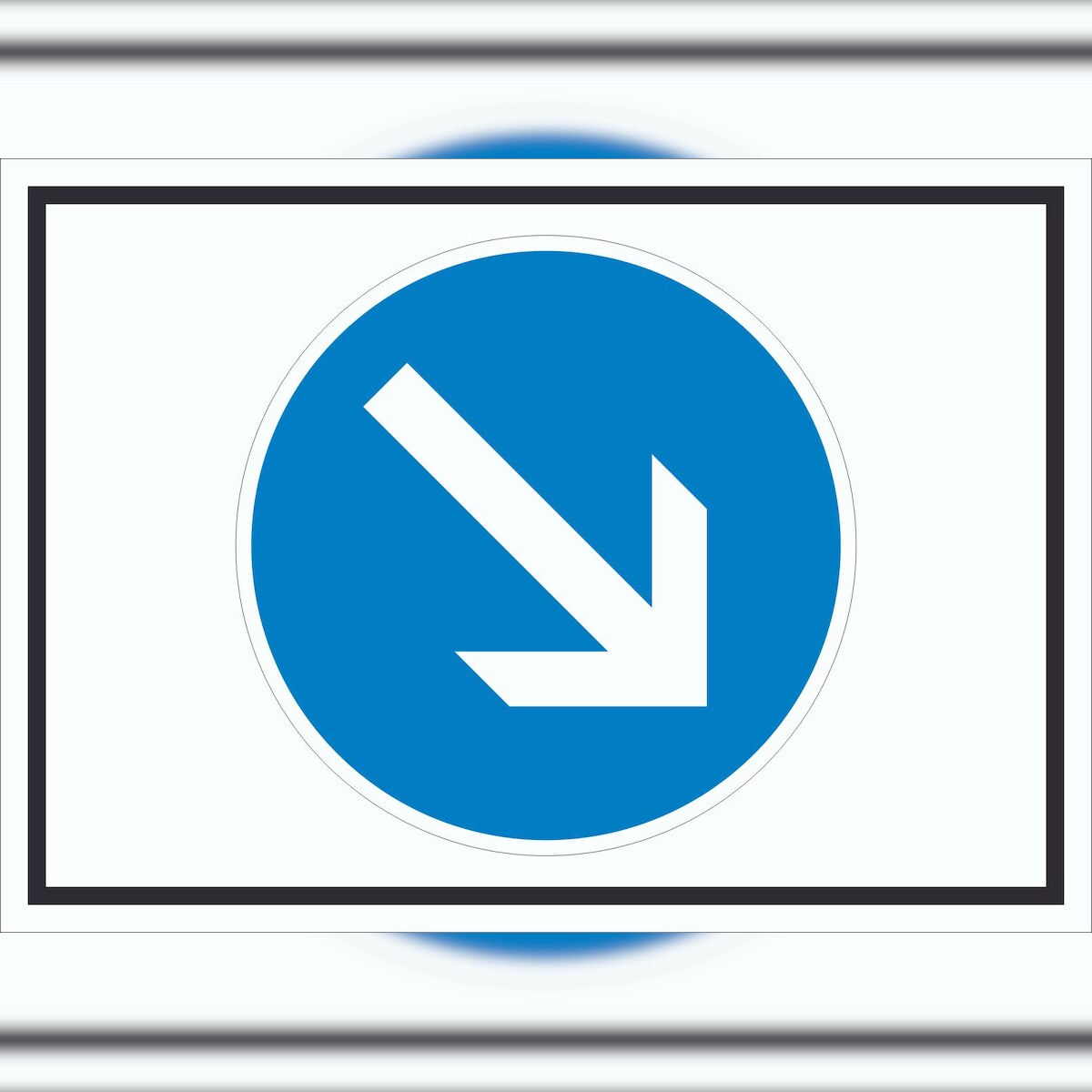 HB-Druck Schild Vorgeschriebene Vorbeifahrt rechts Symbol A2 Rückseite selbstklebend Image
