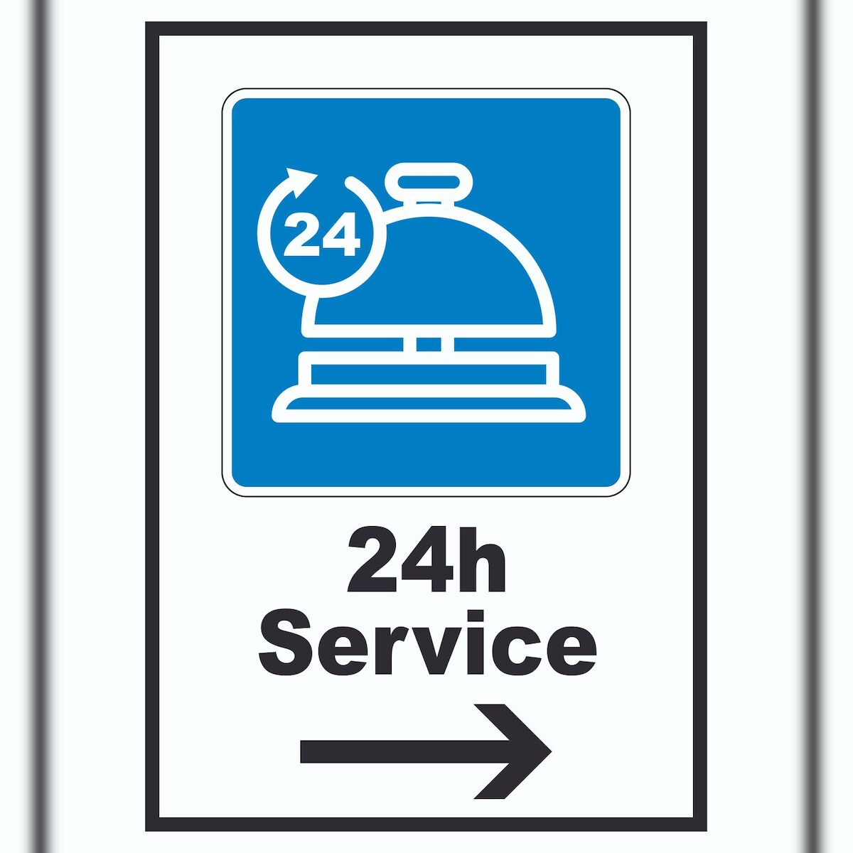 HB-Druck 24H Service Schild mit Pfeil rechts A6 Rückseite selbstklebend Image