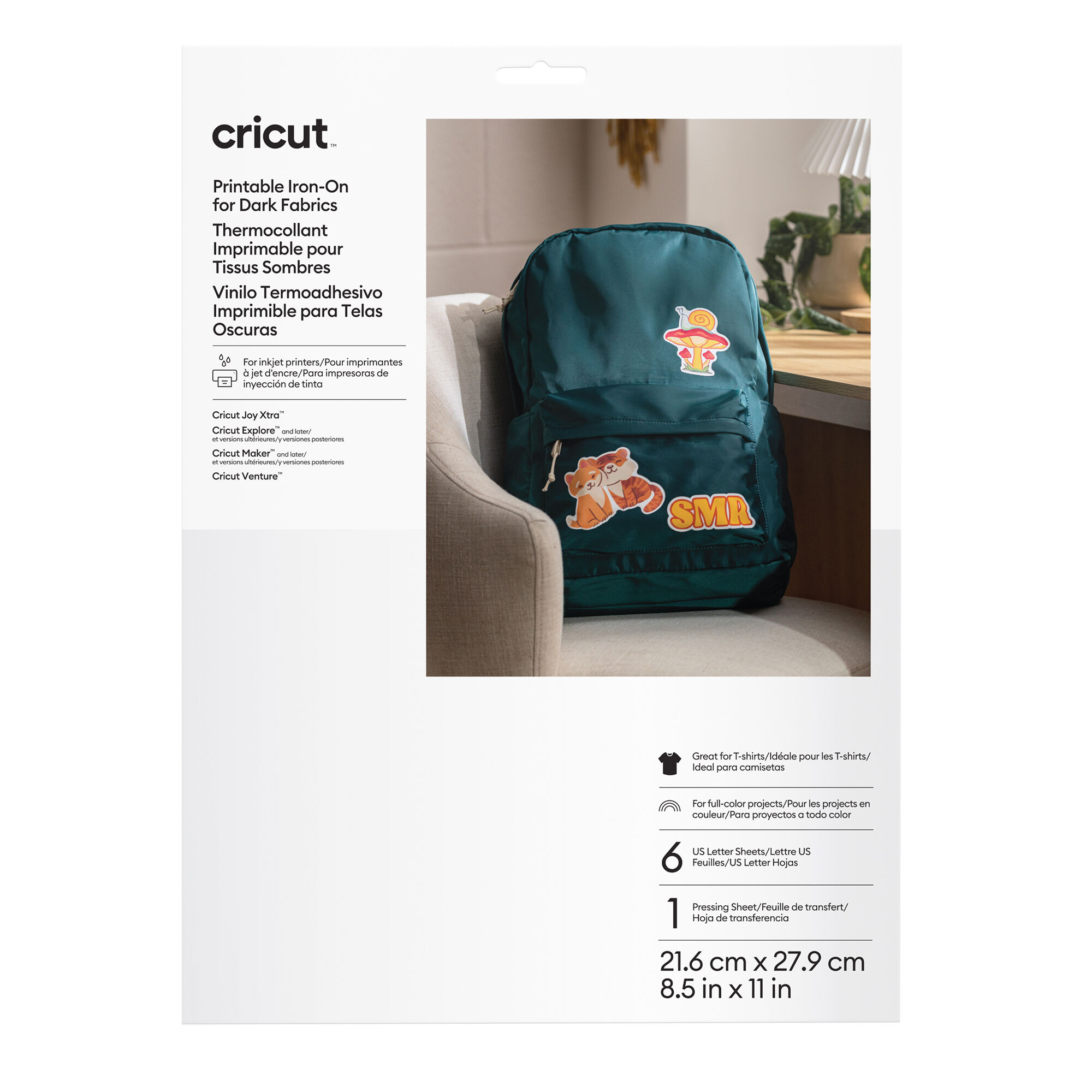 Cricut Printable Iron on | Dark Fabrics | 8.5 in x 11 in (6)