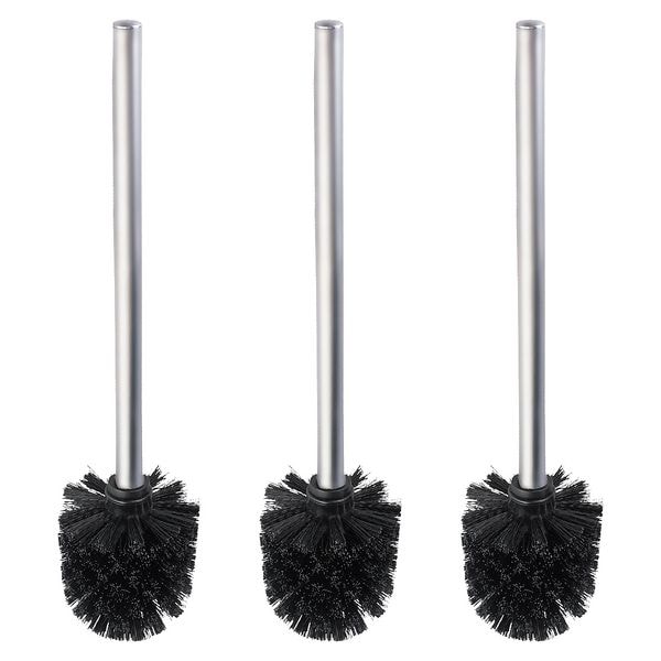 Wenko 3er-Pack WC-Bürste mit Edelstahlstiel schwarz matt Ø 8 x 35 cm schwarz, 8x35 cm