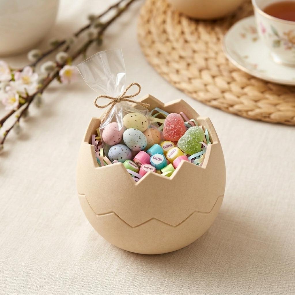 Ciotola per caramelle a forma di uovo di Pasqua (file STL), cestino per uova rotte (stampa 3D), porta caramelle pasquali, contenitore per dolcetti, de