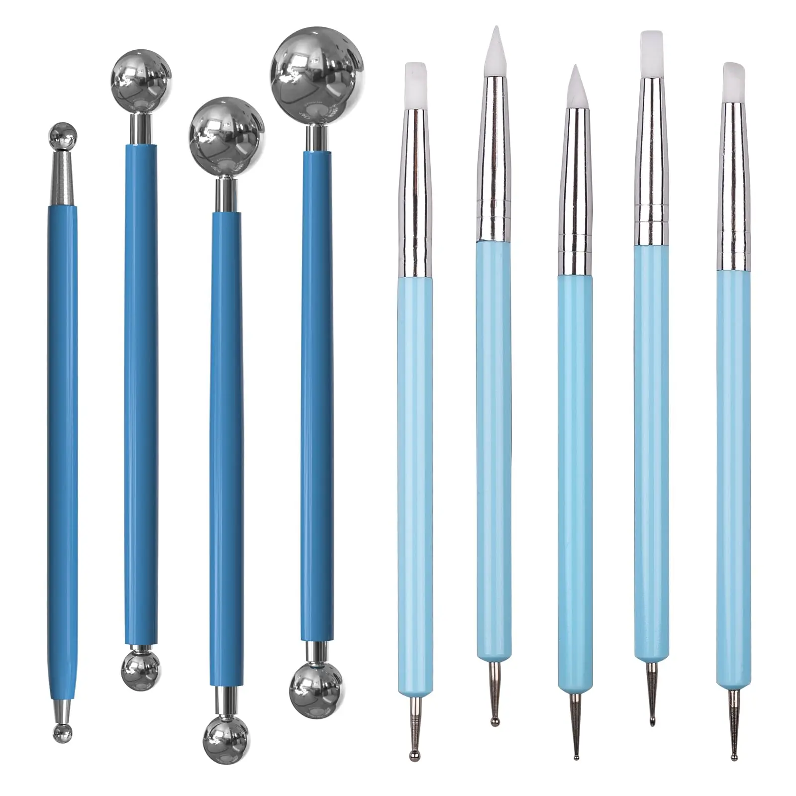 Outils de pointage, outil de sculpture en argile de silicone, outils de peinture de points de stylet de boule d'argile en céramique, outil de gaufrage de poterie pour roche, ongles,