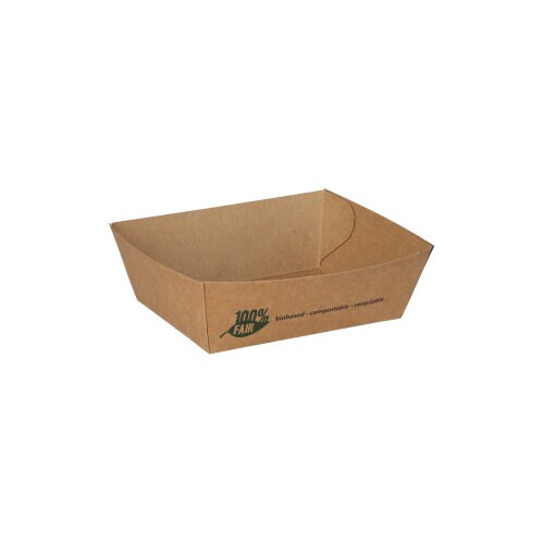 PAPSTAR 800 Snacktrays, Pappe "pure" 3,5 cm x 7 cm x 9 cm braun "100% Fair" klein Image
