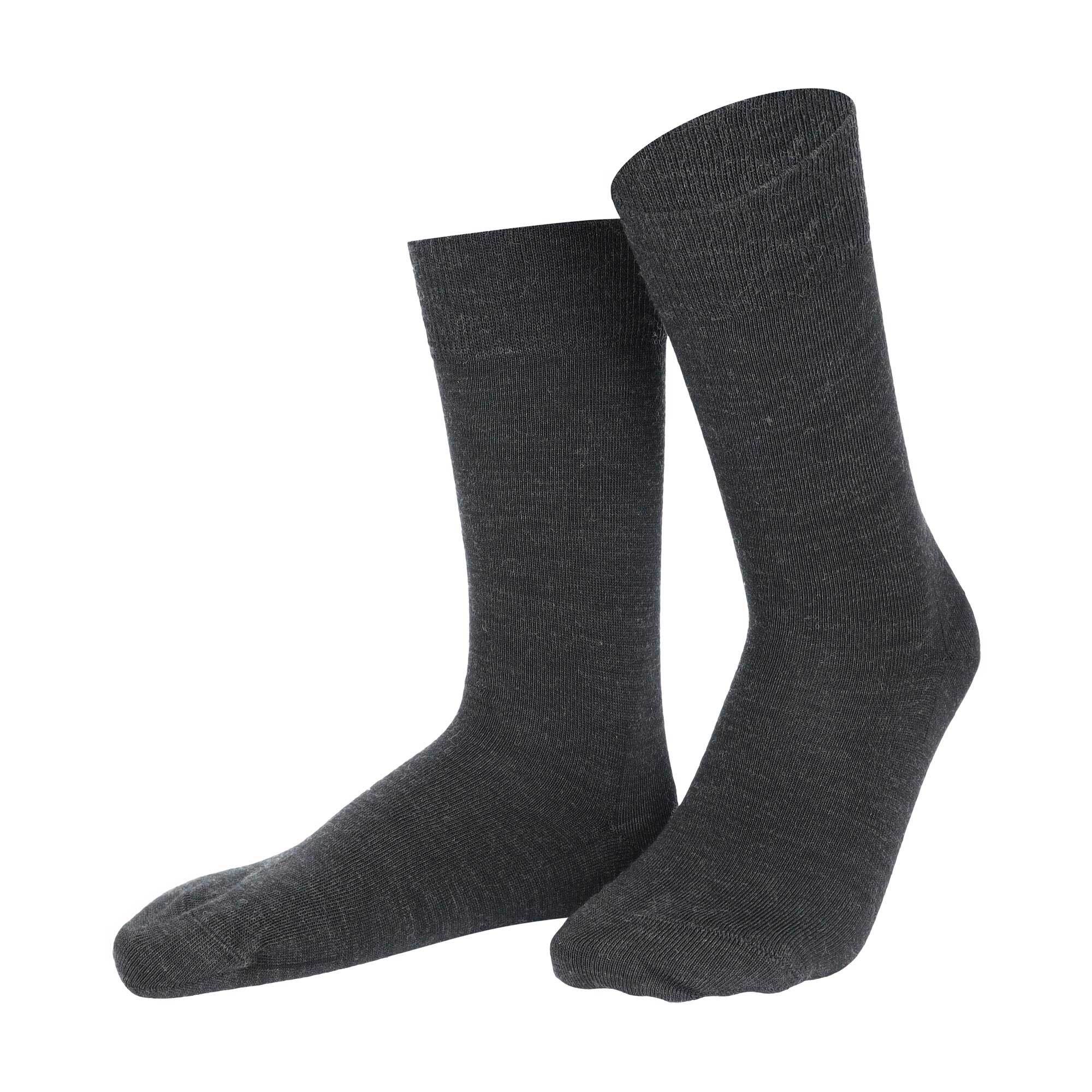 Socken KUNERT "Socke Wool Care", Herren, Gr. 43-46, grau (anthra meliert 8130), Obermaterial: 98% Schurwolle WV. 2% Elasthan EL., Socken Socken