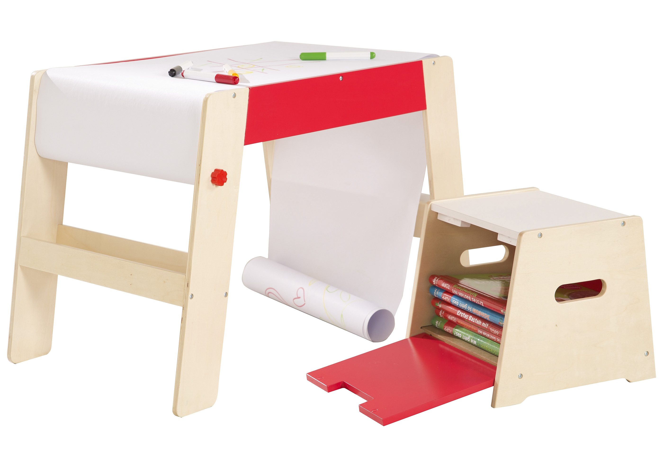 Malvorlage ROBA "Maltisch-Hockerkombination, natur/rot", bunt, Malvorlagen, KinderB:79cm H:50cm L:42cm, B:79cm H:50cm L:42cm Image