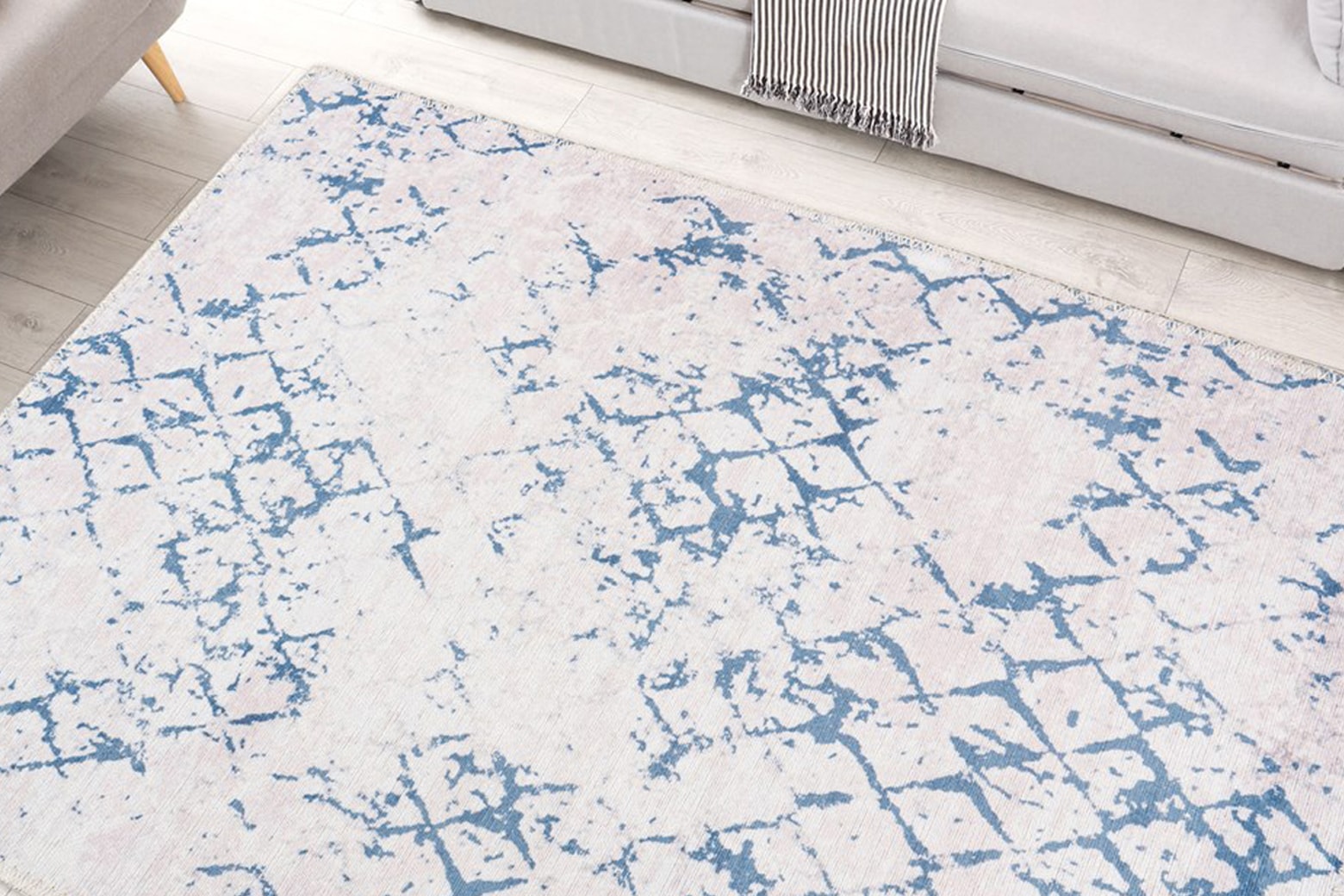 Teppich ARTE ESPINA "Peron 400", weiß (weiß, blau), B:160cm H:5mm L:230cm, Polyester, Teppiche, Teppich Image