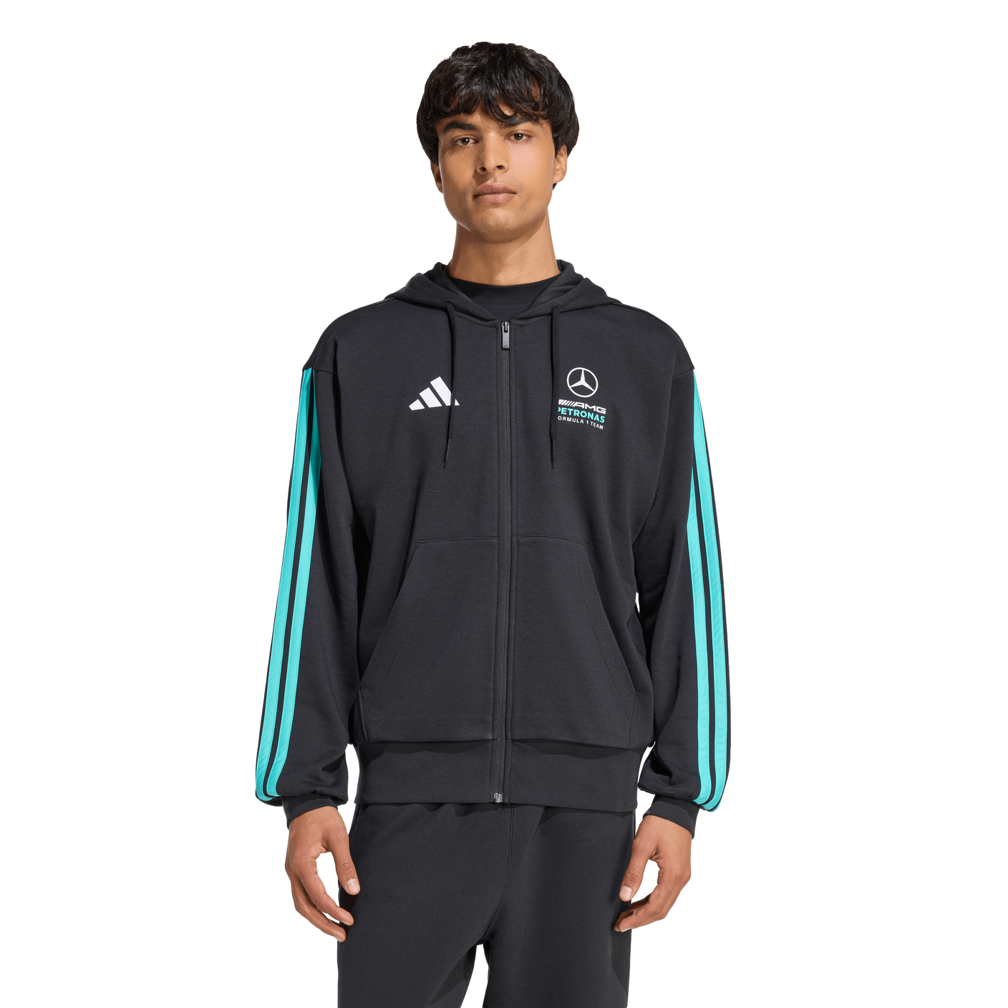 Sweat à capuche zippé avec logo Mercedes AMG Petronas adidas F1 - Noir - Femme - Homme Taille: 2XL