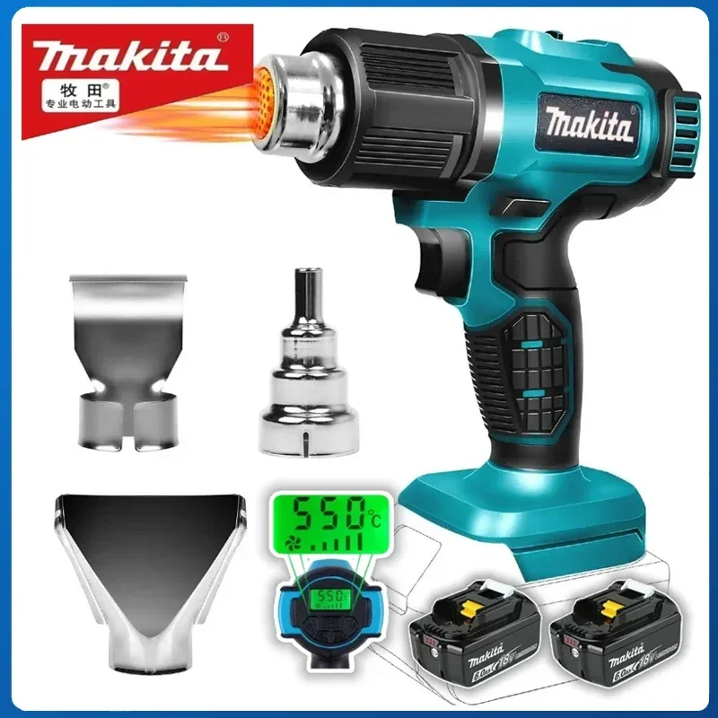 Makita Industrielle Handheizpistole, Elektrische Heißluftpistole, Kabellose Heißluftgebläse mit Einstellbarer Temperatur, 18V Akku Image