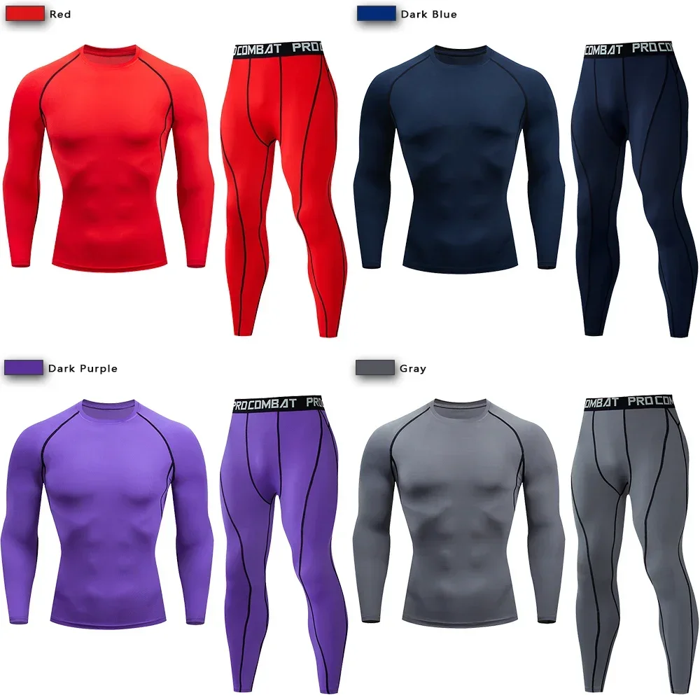 2025 2-teiliges Herren Kompressions-Sportbekleidungs-Set Elastisches Trainings-Yoga-Set Workout Jogging Fitness Kleidung Trainingsanzug Hosen Sportbekleidung Image