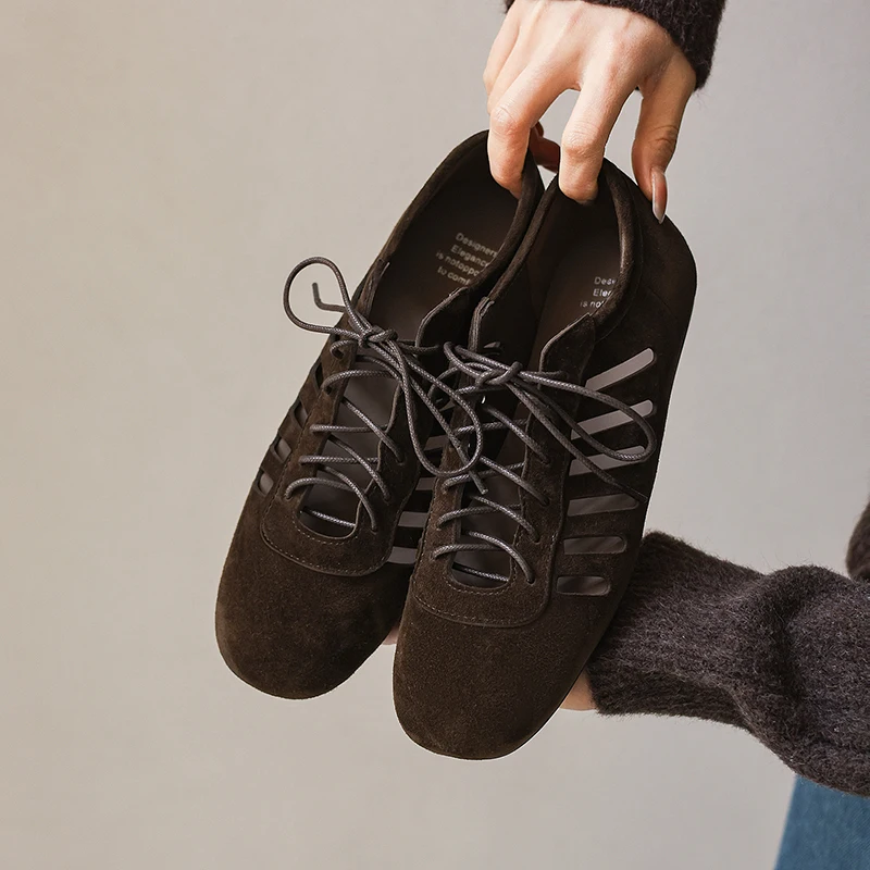 2026 Neue Mode Schafleder Damen Pumps Flache Schuhe Loafer Frühling Schnürschuhe Casual Schuhe Runde Zehen Damen 34-40