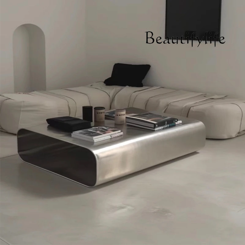 Italienischer leichter Luxus-Couchtisch aus Edelstahl für Wohnzimmer, Haushalt, kleine Wohnung, moderner, einfacher Designer der Spitzenklasse