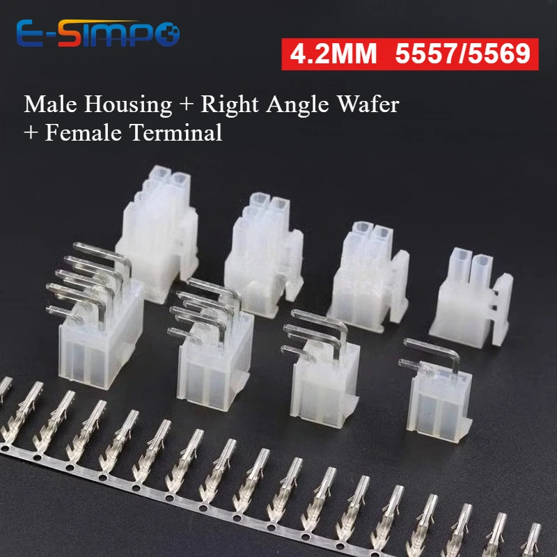 10Set Molex 4,2 mm 5557 Serie Automotive Wire Connector Plug 2 × 1/2/3/4/5/6/7/8-12P Stecker Gehäuse RA Wafer 39291028 Buchse Terminal Image