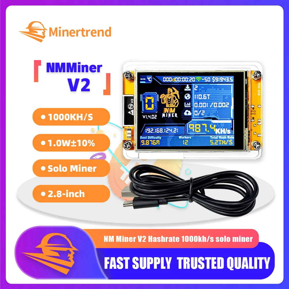 Bitcoin Miner NerdMiner V2 1000KH/s Hashrate Lucky Miner Crypto Solo Lotterie Bitcoin BTC BCH DGB 2,8 Zoll LCD Display Firmware Image