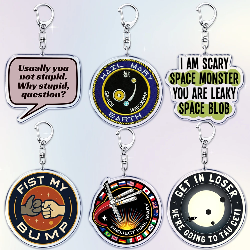Heißer Verkauf: „Hail Mary Mission“-Wappen-Schlüsselanhänger für Accessoires – Rocky Space Andy Weir Warnhinweis Astrophage Schlüsselring Schmuck Fan-Geschenke Image