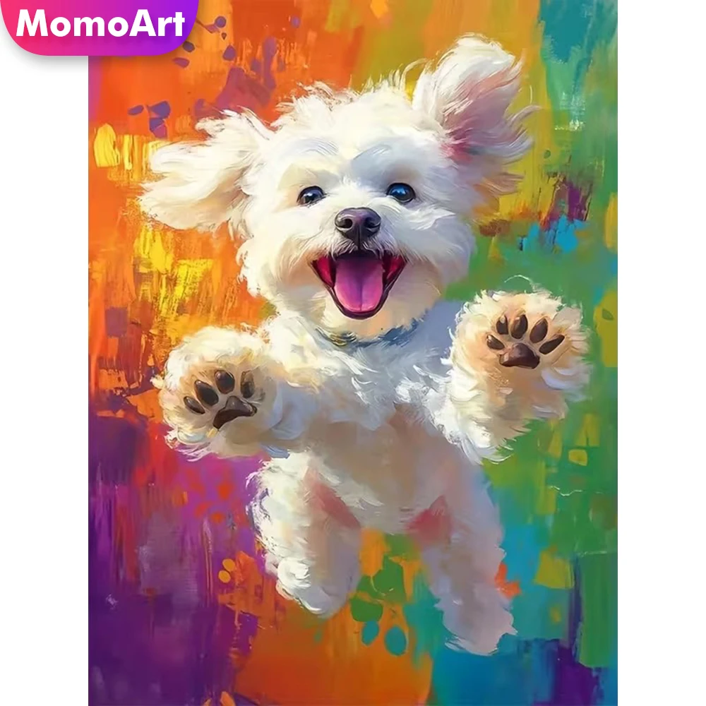 Momoart DIY Diamantmalerei Hunde-Motiv für Erwachsene Anfänger Diamant-Mosaik Bastelset Stickerei Handarbeit Hobby Image