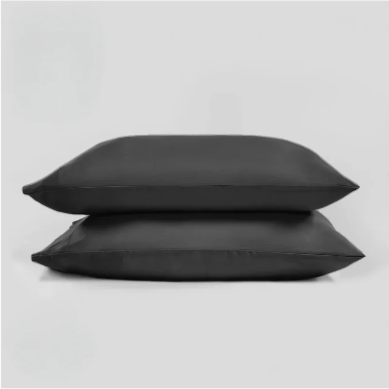 2 Stück Seidiger Lyocell-Kissenbezug Glatt Atmungsaktiv Feuchtigkeitsableitend Kissenhülle Schwarz Grau Sommer Heimtextilien 51*91cm Direktversand