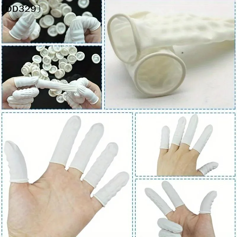80/200 Stück verschleißfeste, hochelastische Latex-Fingerlinge, Gummi-Fingerschutzabdeckungen, elektronischer medizinischer Schutz〔DD329〕 Image
