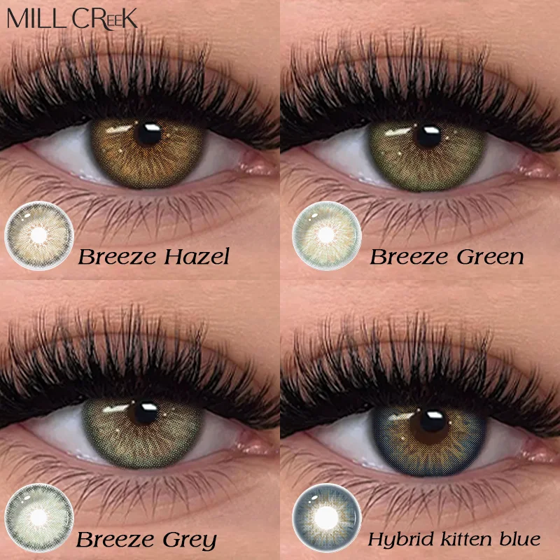 MILL CREEK 1 Paar farbige Kontaktlinsen mit verschreibungspflichtigen Linsen, Beauty Pupils Green Contacts Circle Lens, natürliche koreanische Linsen Image