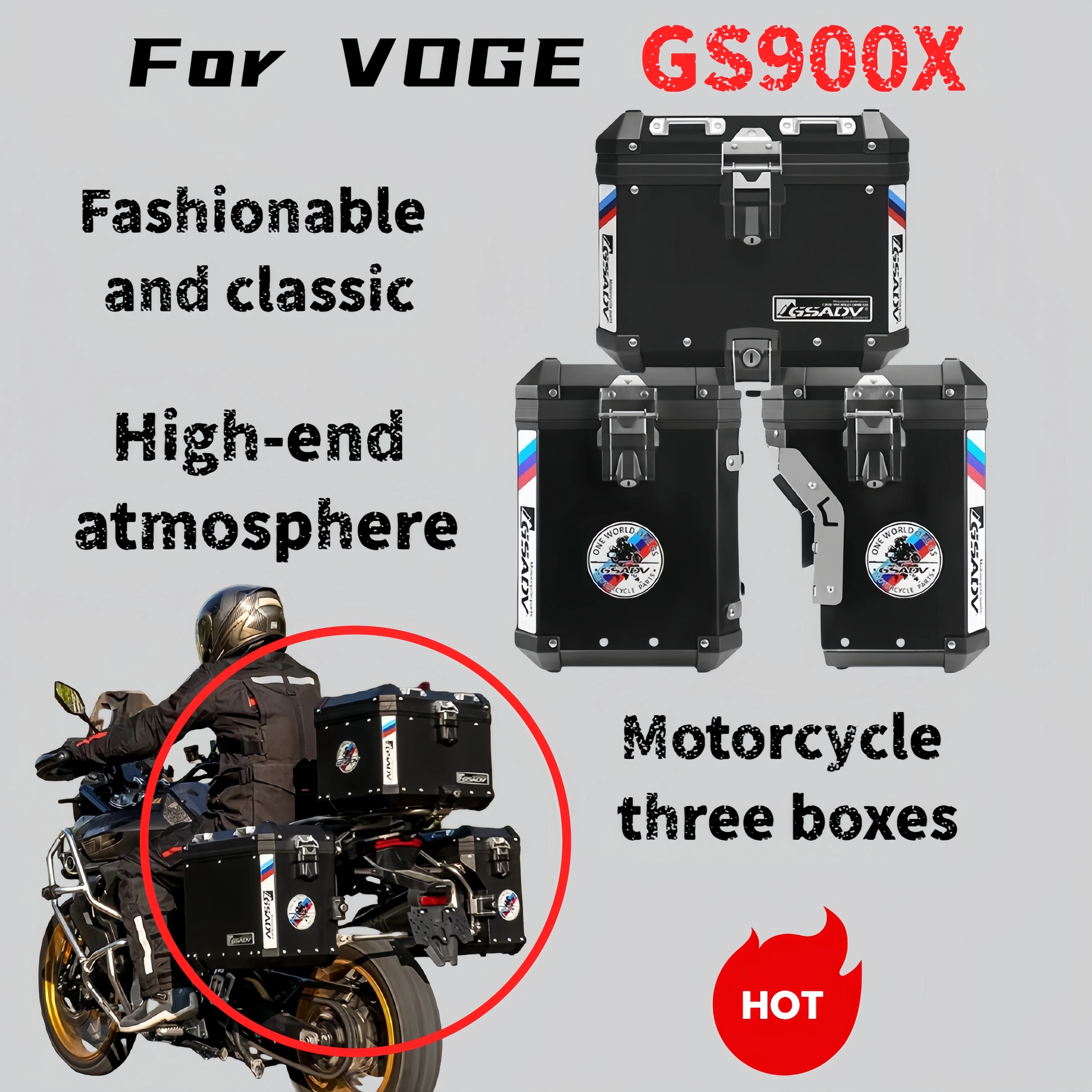 Für VOGE DS900X Drei-Box Seitenbox Heckbox Motorrad Aluminiumlegierung Seitenbox Heckbox Kofferraum VOGE DS900X Image
