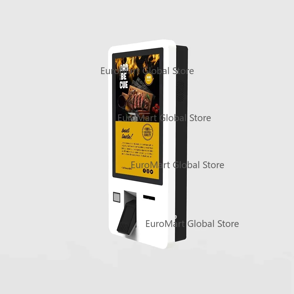 21,5 Zoll Touchscreen Wandmontierter Kiosk für den Innenbereich Zahlungs-Selbstbedienungs-Interaktiver Drucker Schnellrestaurant SDK Image