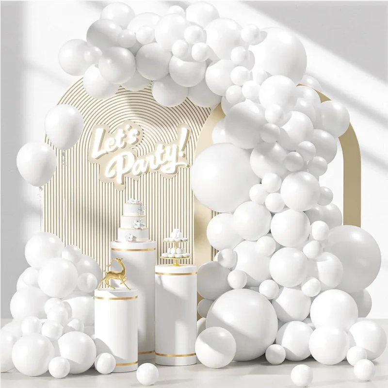 97-teiliges Weißes Latex-Ballon-Bogen-Set Weiße Ballon-Girlande für Verlobung Junggesellinnenabschied Brautparty Hochzeit Geburtstag Dekoration Image
