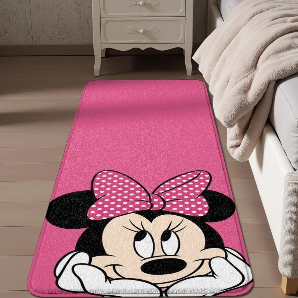 Entzückender Minnie Mouse Teppich mit rosa Punkten – weiche, waschbare Matte für Wohnzimmer, Schlafzimmer, Küche, Badezimmer, Eingangsbereich-Dekoration – Pe Image