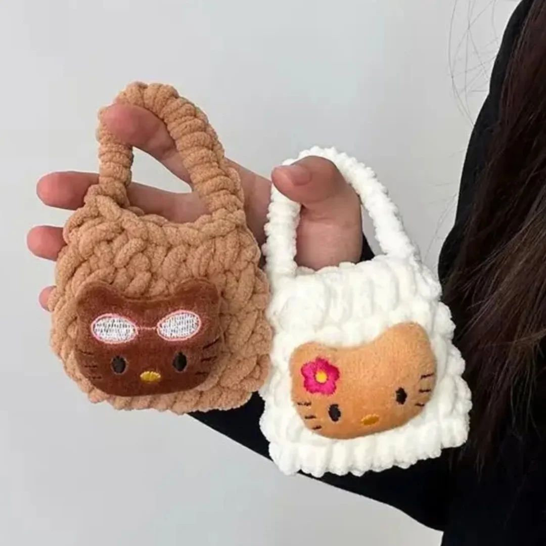 Original Kawaii Sanrio Hello Kitty Hawaii Black Kitty stoßfeste Kopfhörerhülle, Kopfhörerschutz, Mini-Geldbörse, Geschenk für Mädchen