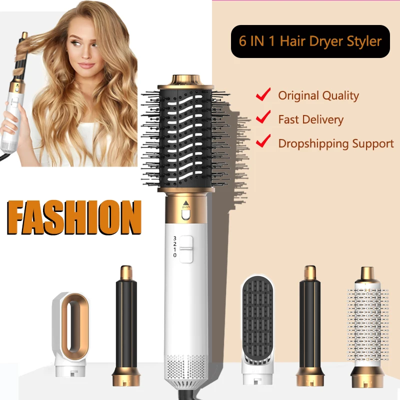 6-in-1 Haartrockner-Heißkamm-Set Multifunktionales Elektrisches Lockeneisen Haarglätter-Kamm Professionelles Friseur- und Heimstyling-Werkzeug Image