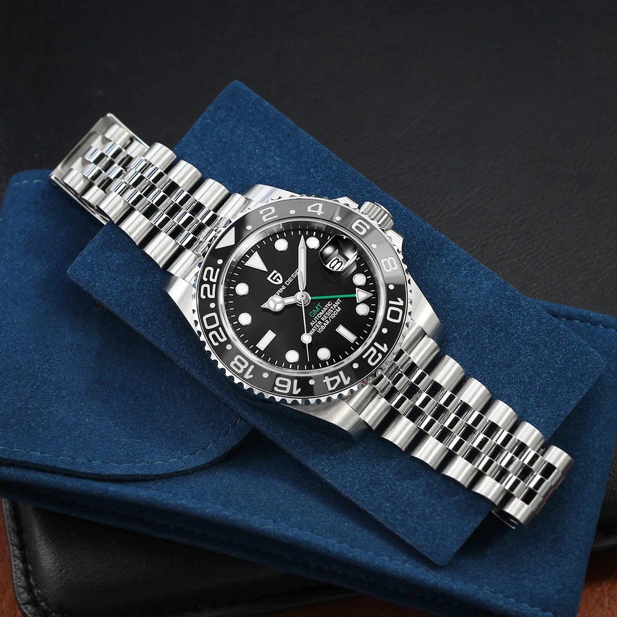 Neue Top-PAGANI-DESIGN-GMT-Automatikuhr aus Edelstahl, 100 m wasserdicht, Markenuhr, 40 mm, mechanische Uhr für Herren Image