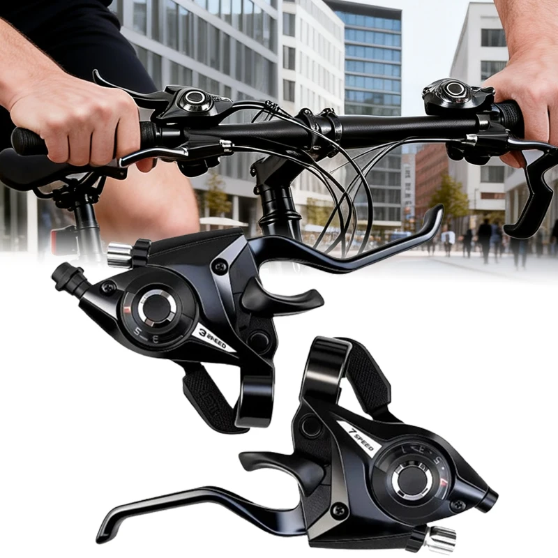 Für Fahrrad ST-EF51 3x7 3x8 Gang Schalthebel Bremshebel Kombi-Set für Mountainbike MTB V-Bremse Schwarze Trigger-Schalthebel Image