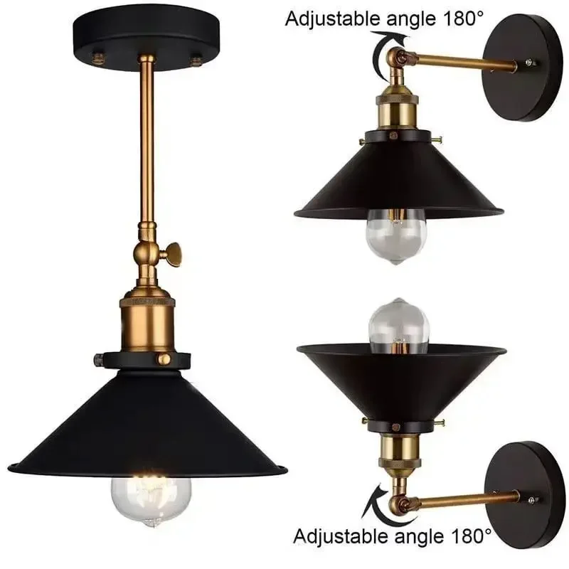 Retro-Wandlampen im Industriestil, kleiner schwarzer Regenschirm, Eisen-Lampenschirm, Gang, Flur, Treppe, Wandleuchte, Innenbeleuchtung