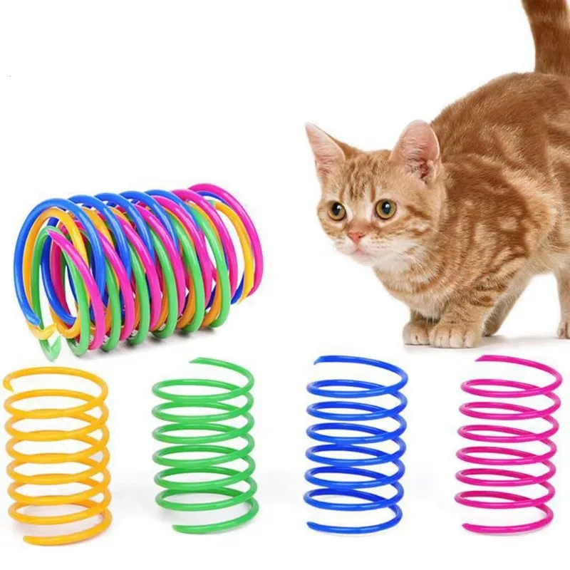 4-24 Stück Katzenspielzeug, breite, robuste, hochbelastbare Katzenspiralspielzeuge, bunte Spiralfedern, Haustierspielzeug, Spiralfedern für Haustiere Image