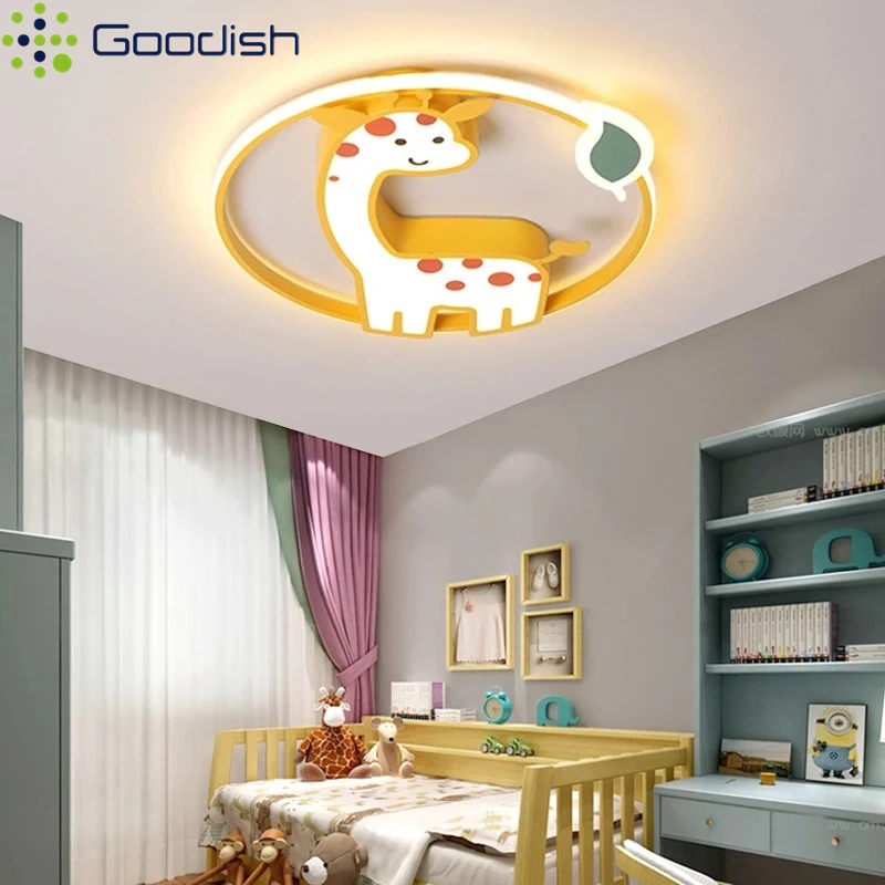 Moderne Neuheit Einfachheit Niedliche Cartoon-Giraffe LED-Deckenleuchte Runde Designlampe für Kinderzimmer Heimdekoration Kronleuchter