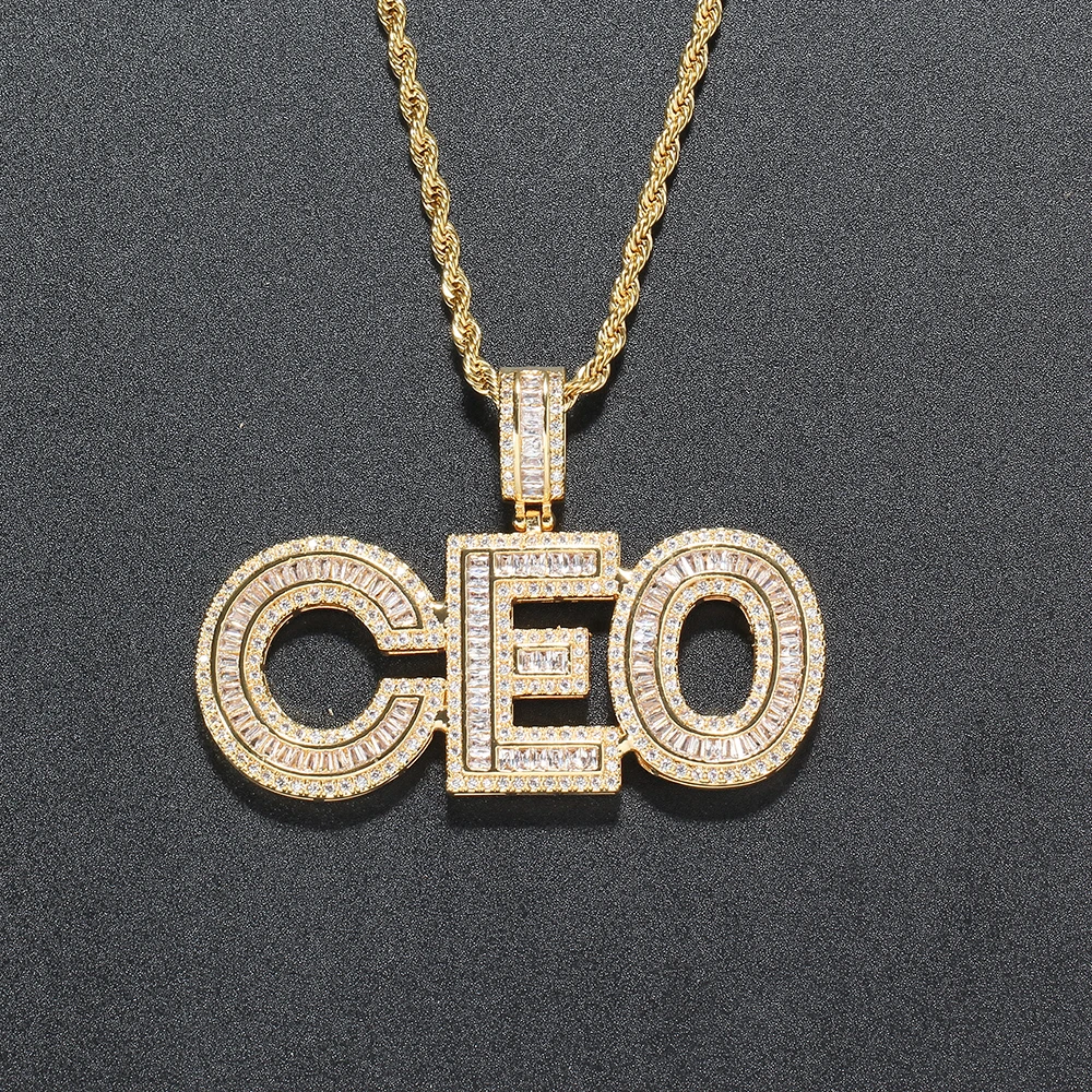 CP18 lettere con nome personalizzato in ottone con cornice CZ corona ciondolo ghiacciato AAA zircone Hip Hop uomo collana gioielli regalo
