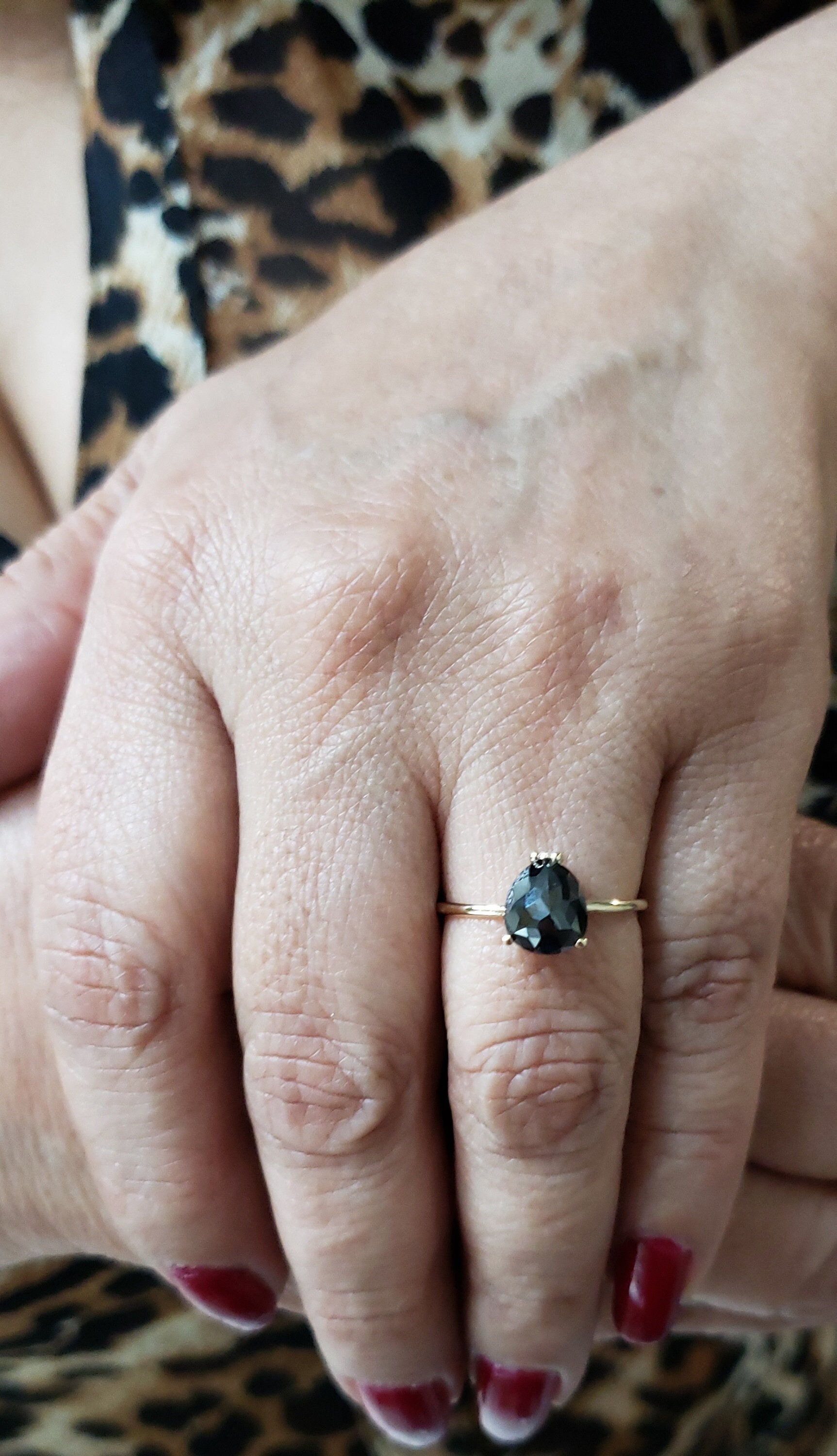 Anello con diamante da 2 carati, anello con diamante nero in oro 14 carati, anello con diamante nero taglio rosa naturale, anello con diamante nero a