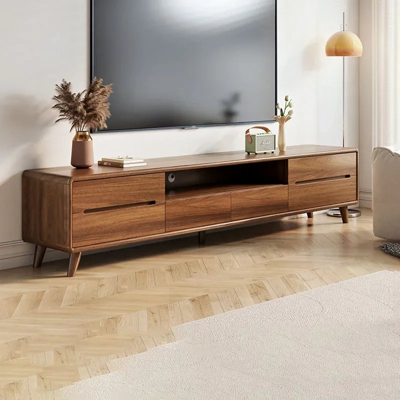 Meuble TV moderne et tendance avec tiroirs, style vintage rétro, élégant meuble TV européen, meuble TV de style mid-century.